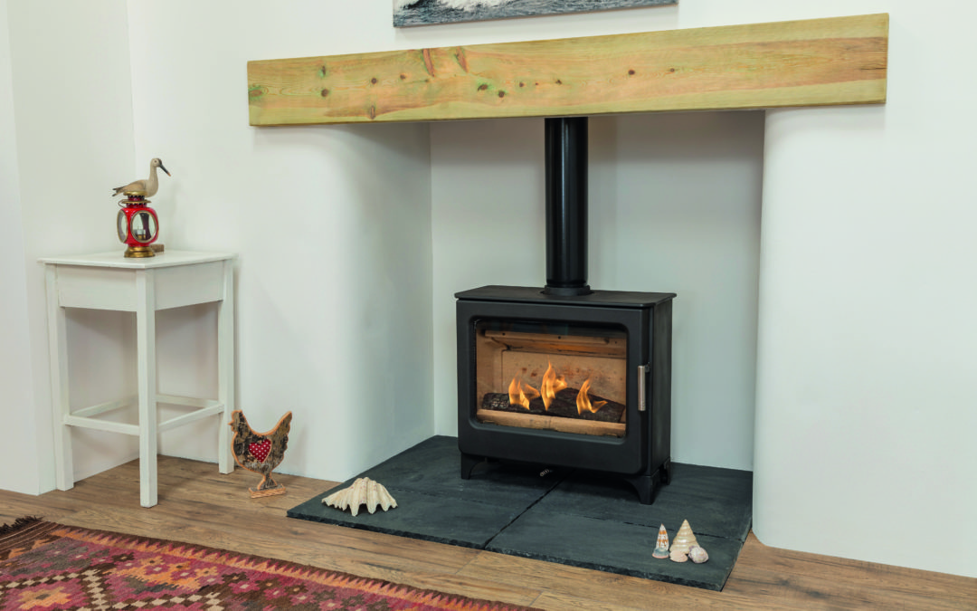 Mendip’s new Ashcott-Wide wood burner offers a spectacular view of the flickering flames inside